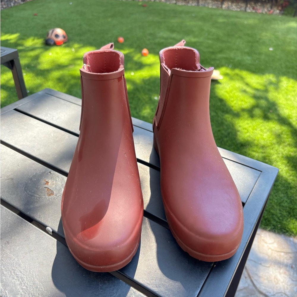 Red Hunter rain boots